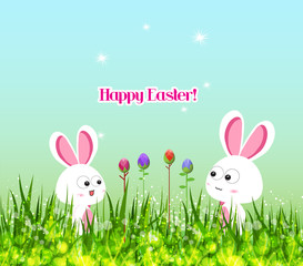 Happy easter eggs and bunny