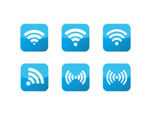 Wifi Icons Blue Glass