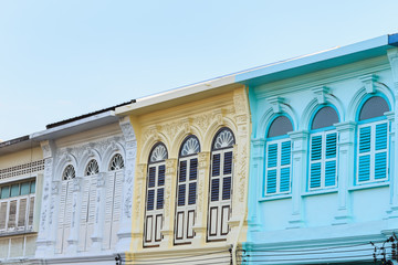 Vintage window or Sino-Portuguese style in Phuket, Thailand