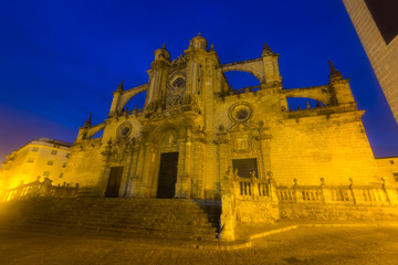 Obraz premium Cathedral in evening. Jerez de la Frontera