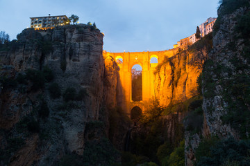 Fototapeta na wymiar Ancient stone bridge in Ronda,