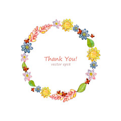 cute floral wreath. watercolor