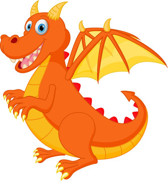 Happy red dragon cartoon