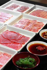 close up meat and vegetable in japanese food