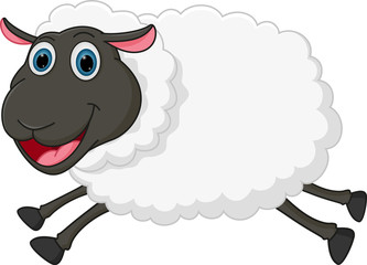 Happy sheep jumping