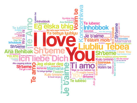 Love words "I love you" in all languages of the world