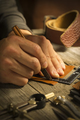 handmade leather - Stock Image