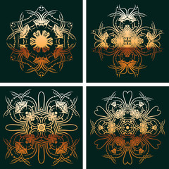 Vector set of four seamless background