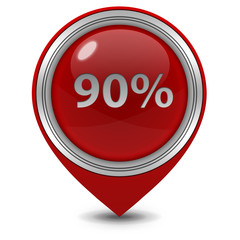 Ninety percent pointer icon on white background