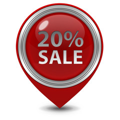 Sale twenty percent pointer icon on white background