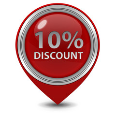 Discount ten percent pointer icon on white background