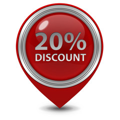 Discount twenty percent pointer icon on white background