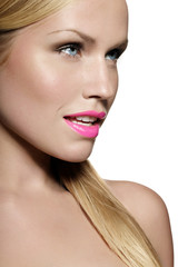 Naklejka premium Woman With Pink Lipstick