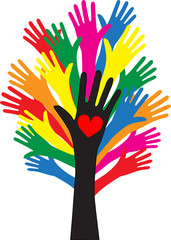 reaching hands love freedom diversity