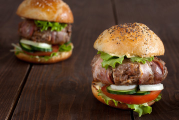 Bacon wrapped burger