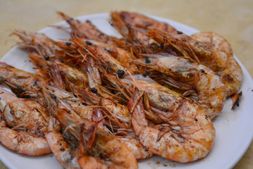 roasted prawn on the dish