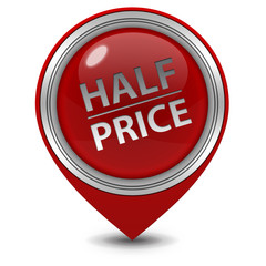 Half price pointer icon on white background