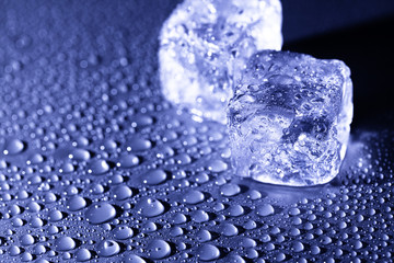 water drops with ice cubes