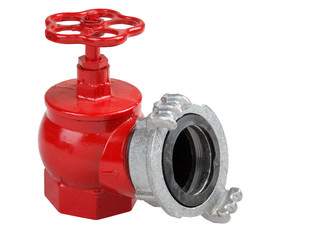 Iron hydrant valve with socket for connection of fire hose.