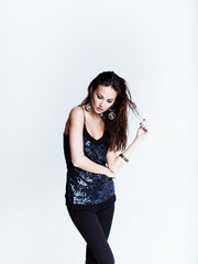 Beauty portrait of girl in top with sequins