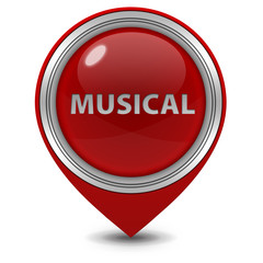 Musical pointer icon on white background