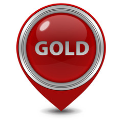Gold pointer icon on white background