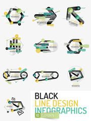 Set of minimal line design office web infographics