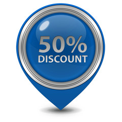 Discount 50 pointer icon on white background