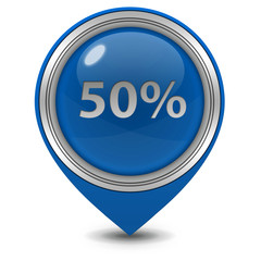 Fivety percent pointer icon on white background