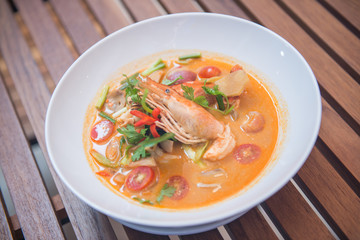 Tom Yum Goong spicy soup with shrimp,thai food