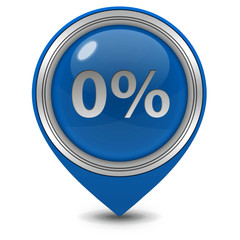 Zero percent pointer icon on white background
