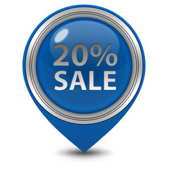 Sale twenty percent pointer icon on white background