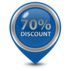 Discount seventy percent pointer icon on white background