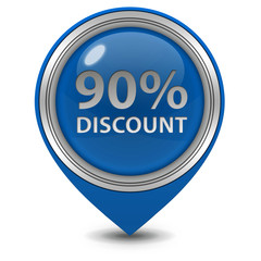 Discount ninety percent pointer icon on white background