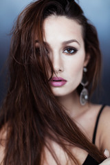 Naklejka premium Beauty portrait of girl in top with sequins
