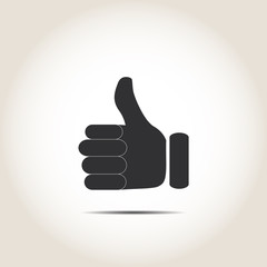 Hand thumb up icon vector illustration on gray background