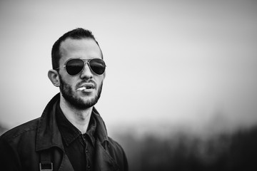Man on the roof of the high building