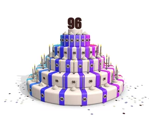 Deurstickers Vrolijke taart - jubileum of verjaardag - 96 jaar © emieldelange