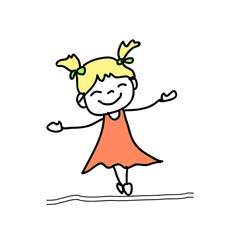 hand drawing cartoon happy kids