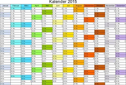 Kalender 2015 universal - ohne Feiertage