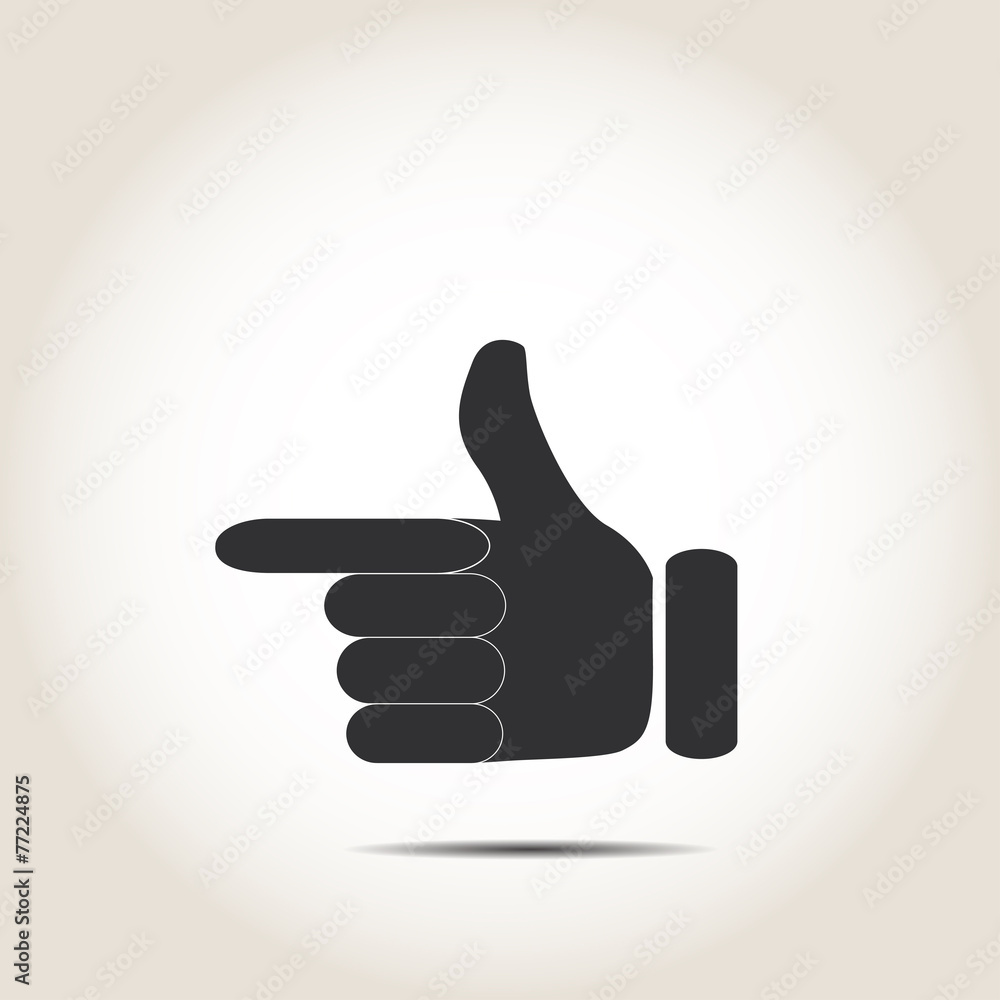 Poster icon hands indicates with shadow on gray background vector