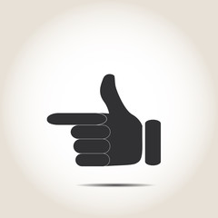 Icon hands  indicates  with shadow on gray background vector