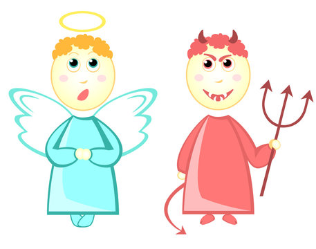 Cartoon Little Angel And Devil