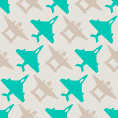 Seamless background with different airplanes