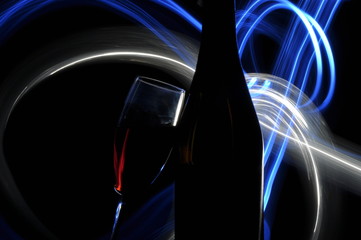 Champagne on New Year's Eve. New Year's greetings.