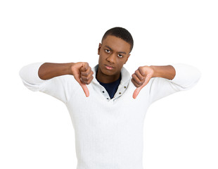 angry mad pissed off man annoyed giving thumbs down gesture