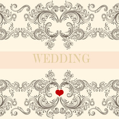 Wedding greeting invitation card with ornament