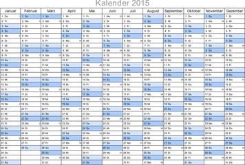 Kalender 2015 universal - ohne Feiertage