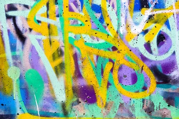 Foto auf Acrylglas Graffiti Bunte Graffitiwand mit Sprühfarbe