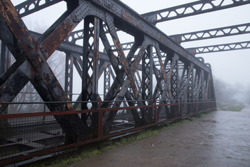 Old Railway Bridge in the mist, Greenway, Stratford-upon-Avon, W